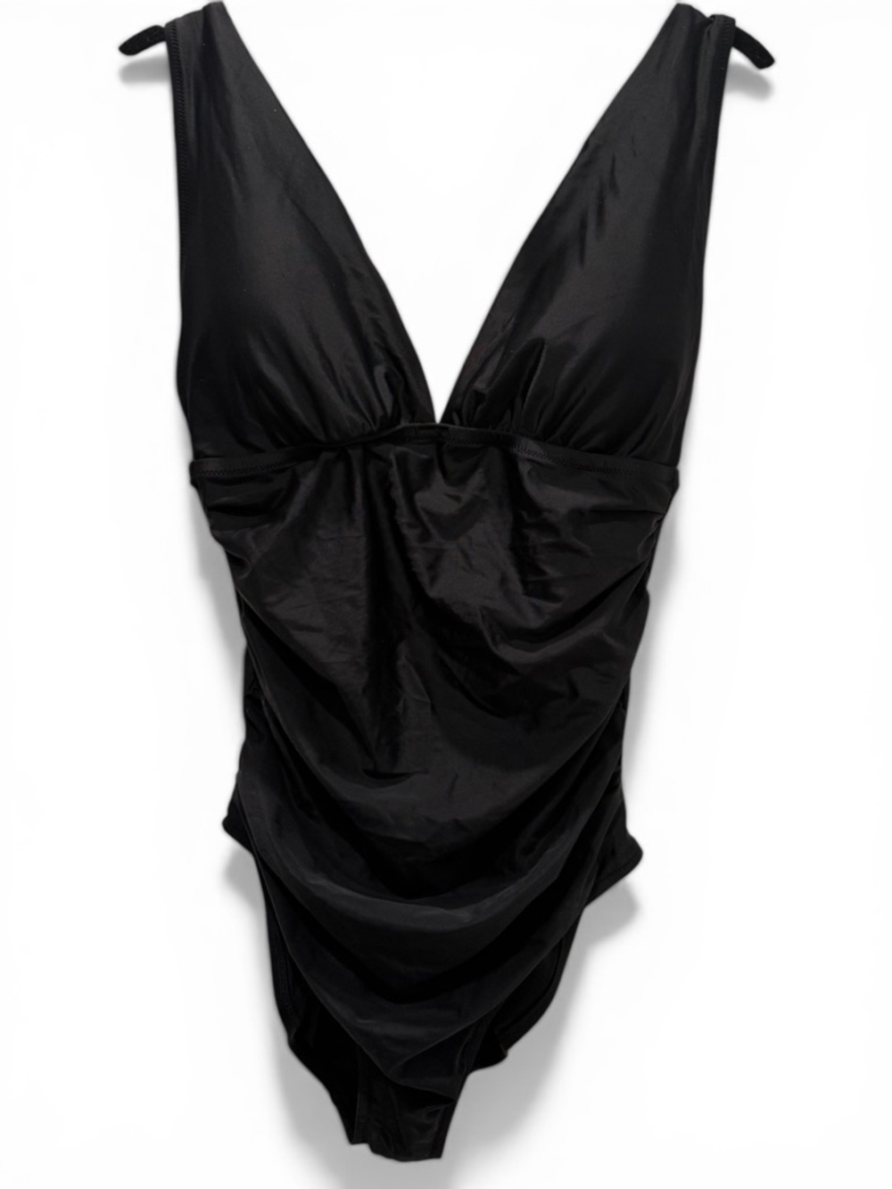 J. Crew Women’s Black Ruched One Piece Deep V-Neck Swimsuit NWT